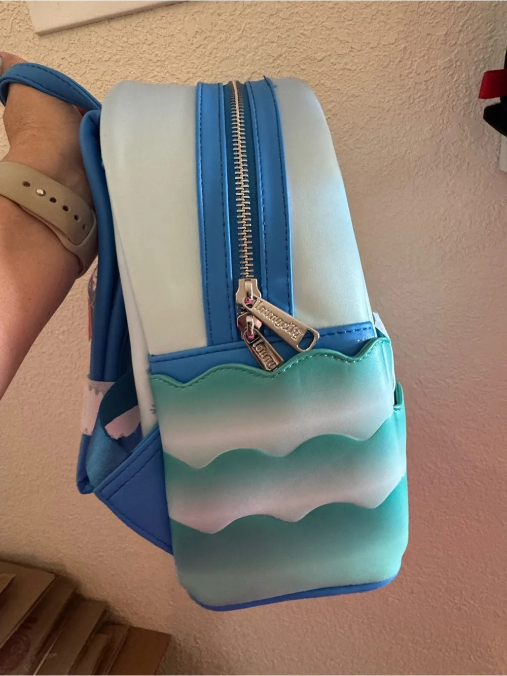 Loungefly Light Blue & Teal JAWS Sunset Shark Mini Backpack